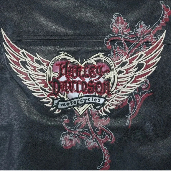 Harley Davidson women’s black leather embroidered jacket size XS - Picture 4 of 10